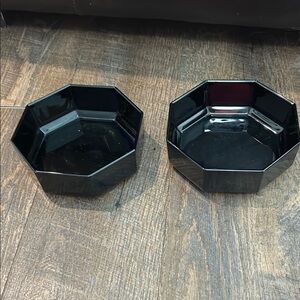 2 Vintage Arcoroc France Octime Black Octagon Bowls‎ Made in France 5 5/8"